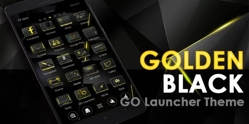 Golden Black Go Launcher Theme android App screenshot 0